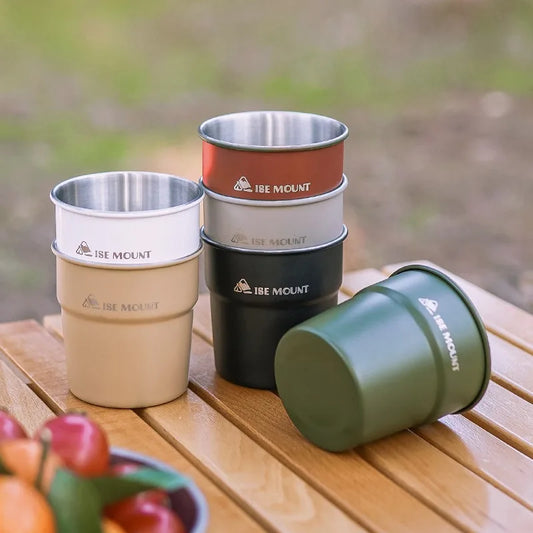 Outdoor stainless steel cup camping beer cup for camping beverage with storage bag