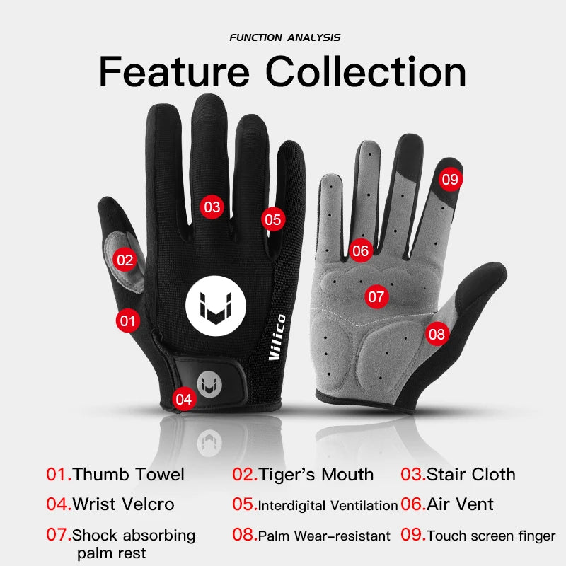 Cycling Gloves Full Finger Men Women Riding Motorcycle Hiking Gloves