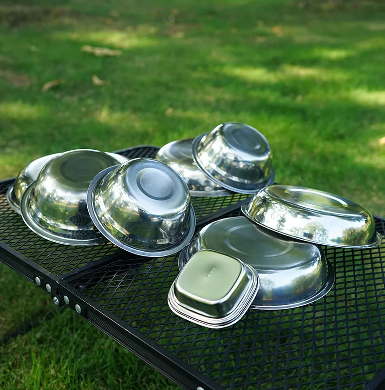 New Camp Cooking Portable Dining Plate Set of 22 Outdoor Camping Tableware Self driving BBQ Plate Home Soup Pot Bowl Plate Set