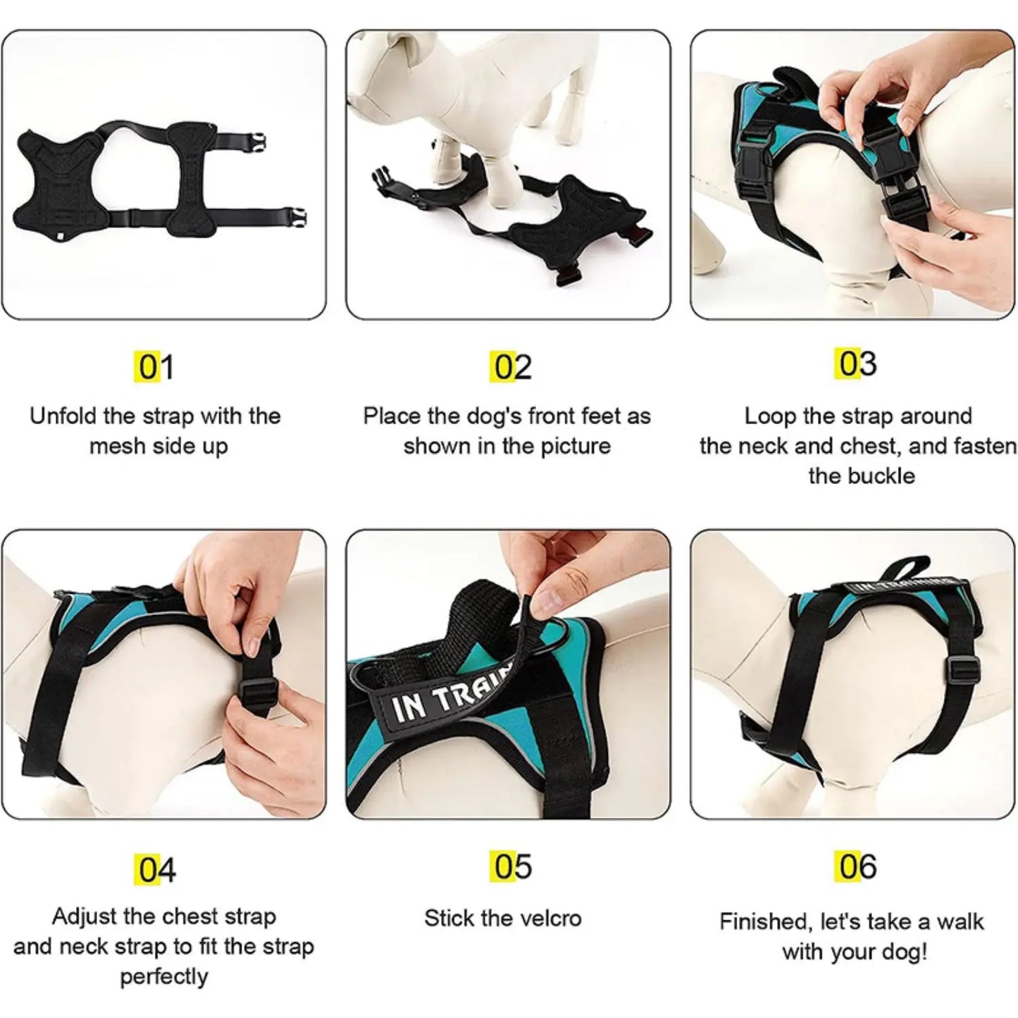 Service Dog Harness, Reflective Dog Vest Harness , Adjustable Soft Oxford Pet Harness.