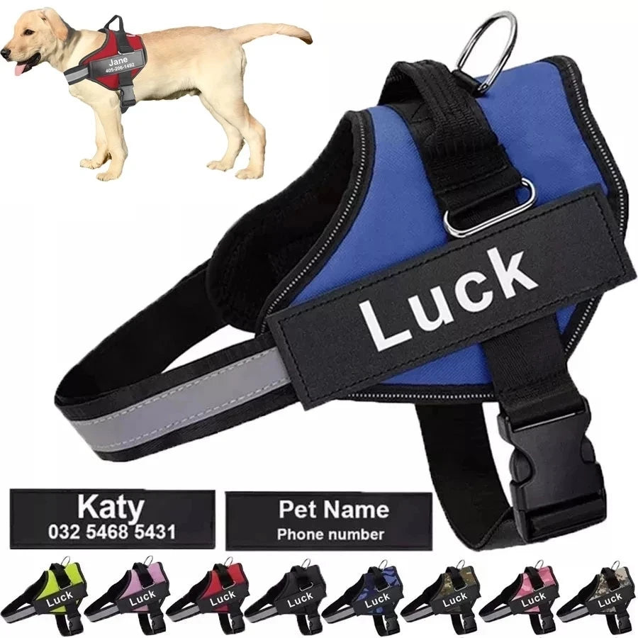 Dog Harness Vest ID Patch Reflective Adjustable