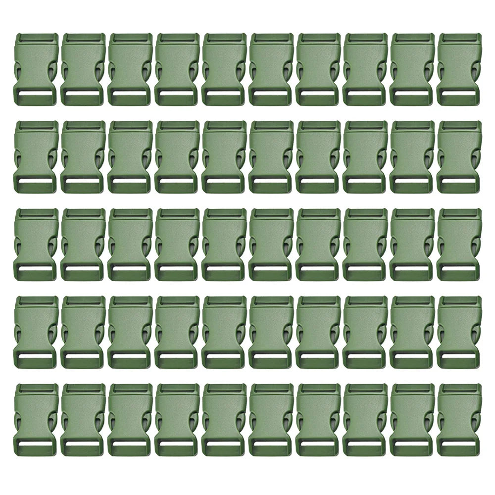 50 Pcs 3/8'' 5/8" Curved Paracord Buckle Clips Side Release Plastic Buckles for Parachute Bracelet Clasps Dog Collar Accessories
