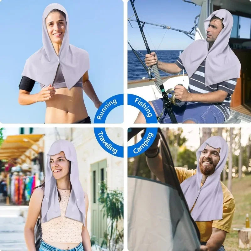 Cooling Hoodie Towel Cooling Towels Quick Drying Absorbent Towels for Neck and Face UV Protection Sport Workout Camping Cycling