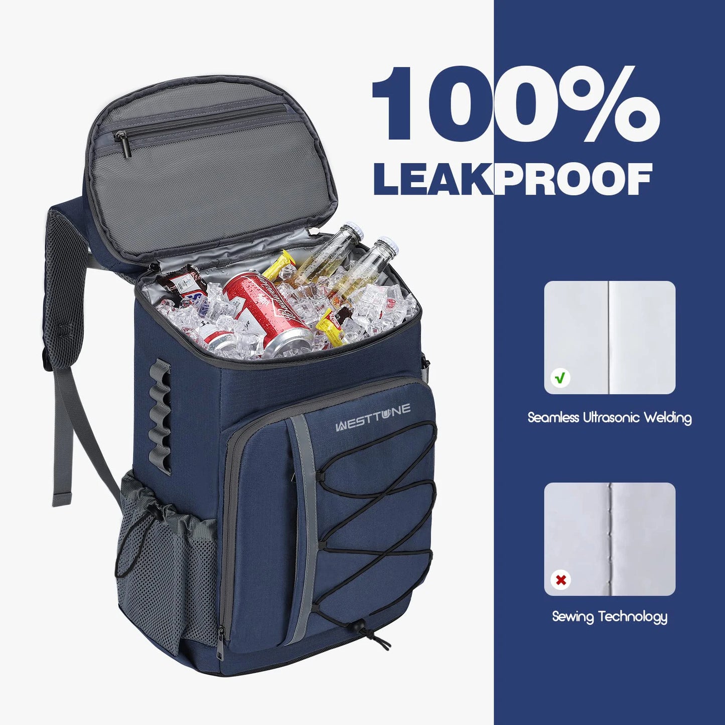 Cooler Backpack Leakproof Insulated. Soft Cooler Bag. Camping Beach Cooler Ice Chest Backpack for Hiking Travel
