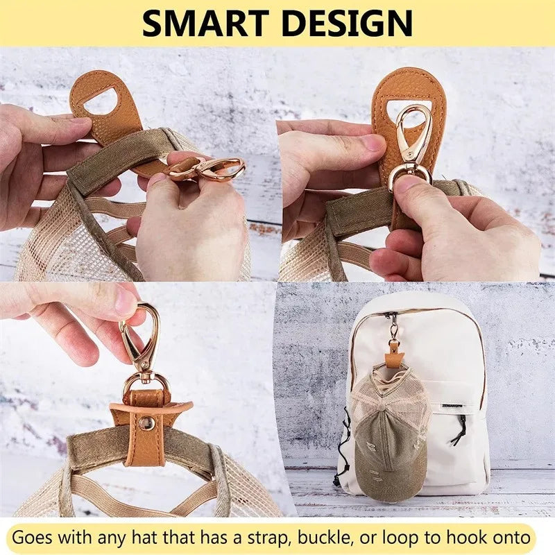 Travel Hat Clip Leather Golf Baseball Hat Clip Summer Hat Strap Towel Glove Storage Wallet Buckle Latch Clip
